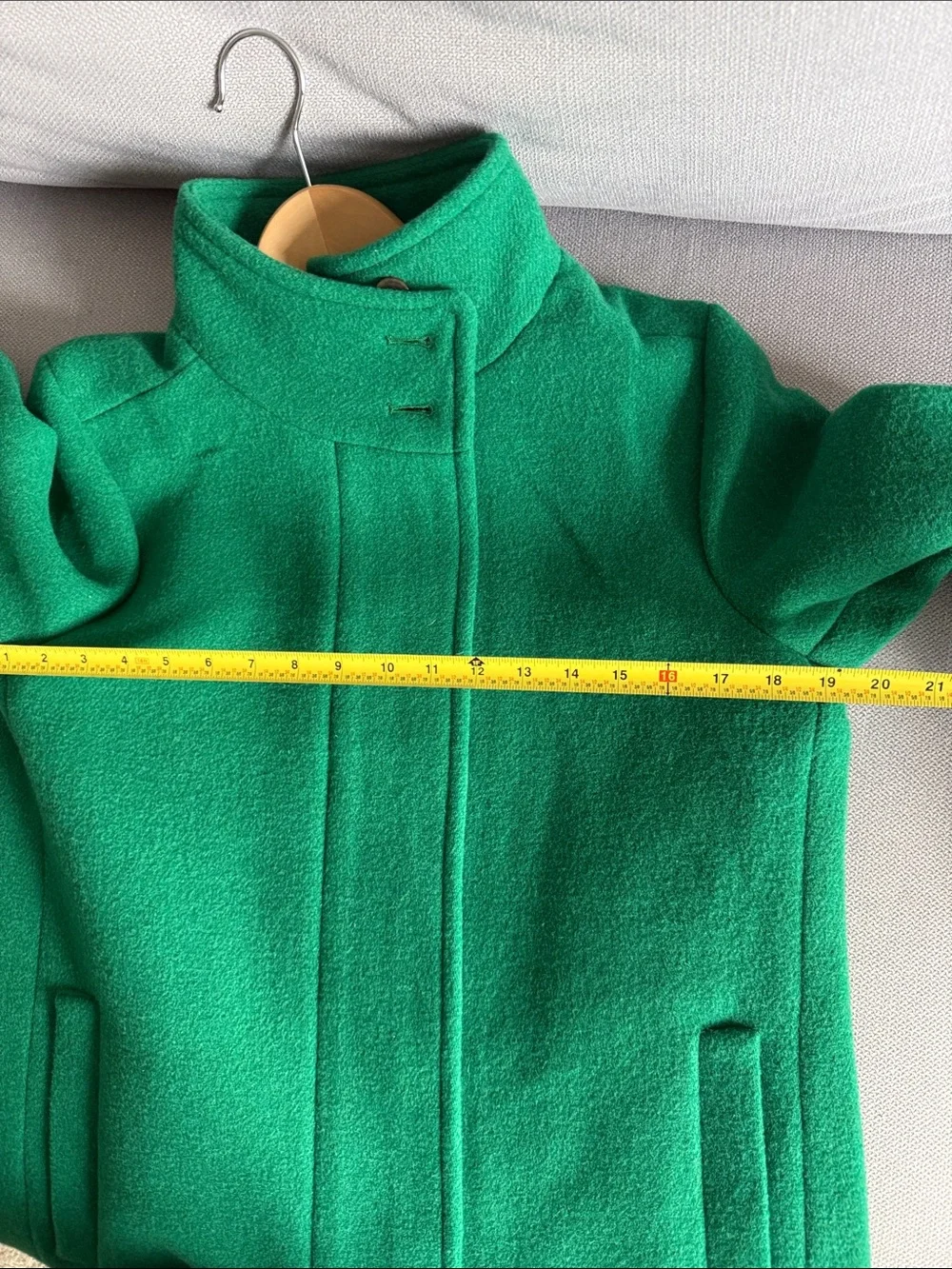 J. Crew Emerald Green Wool Zip-Front Pea Coat Size 6 - Picture 7 of 12